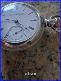 1895 Elgin Coin Silver 18s & 7 j Full Hunter-Pocket Watch-Lever Set Runs Ok