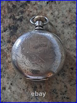 1895 Elgin Coin Silver 18s & 7 j Full Hunter-Pocket Watch-Lever Set Runs Ok