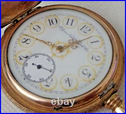 1896 Elgin Pocket Watch 16s 7j Gr 114 J Boss 15yrs GF Hunt Case Fancy Dial Runs