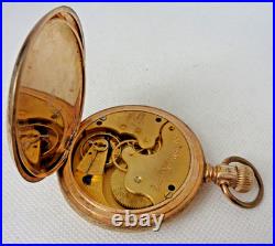 1896 Elgin Pocket Watch 16s 7j Gr 114 J Boss 15yrs GF Hunt Case Fancy Dial Runs