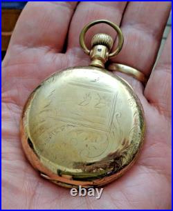 1896 Elgin Pocket Watch 16s 7j Gr 114 J Boss 15yrs GF Hunt Case Fancy Dial Runs