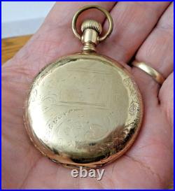 1896 Elgin Pocket Watch 16s 7j Gr 114 J Boss 15yrs GF Hunt Case Fancy Dial Runs