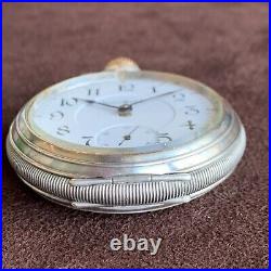 1896 Illinois Bunn Special 24 Jewels 18S. 925 Sterlling Silver Case Pocket Watch