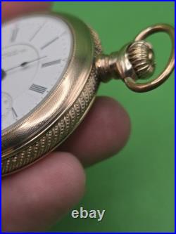 1896 Waltham Crescent St 17 Jewel 18s Pocket Watch Runs Gold Filled Case 17j