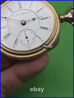 1896 Waltham Crescent St 17 Jewel 18s Pocket Watch Runs Gold Filled Case 17j