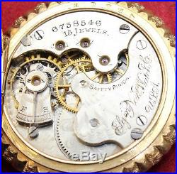 1897 Elgin Grade 130 0s 15j Pocket Watch FANCY GF Hunter Case Parts/Repair