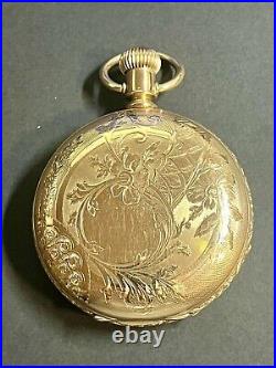 1897 Elgin Overland 163 Pocket Watch, 17j 18s RR, 14K GF Hunting Case, Runs