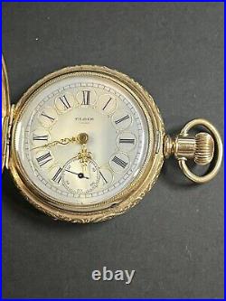 1897 Elgin Overland 163 Pocket Watch, 17j 18s RR, 14K GF Hunting Case, Runs