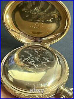1897 Elgin Overland 163 Pocket Watch, 17j 18s RR, 14K GF Hunting Case, Runs