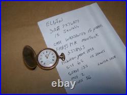 1898 ELGIN 15j 6s Grade 133 Pocketwatch with Fancy Dial FAHYS 14K Hunter