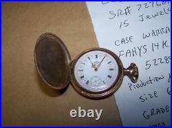 1898 ELGIN 15j 6s Grade 133 Pocketwatch with Fancy Dial FAHYS 14K Hunter