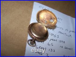 1898 ELGIN 15j 6s Grade 133 Pocketwatch with Fancy Dial FAHYS 14K Hunter
