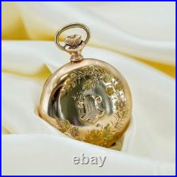 1898 Elgin Dress Ladies Pocket Watch 0s 15J Grade 129 Fancy Case & Dial 14K GF
