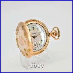 1898 Elgin Dress Ladies Pocket Watch 0s 15J Grade 129 Fancy Case & Dial 14K GF