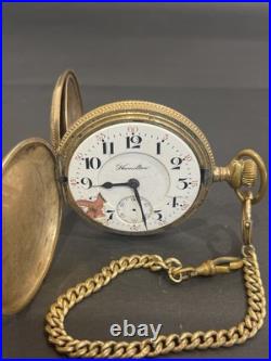 1898 Hamilton Pocket Watch Lancaster PA Victory Case WithChain