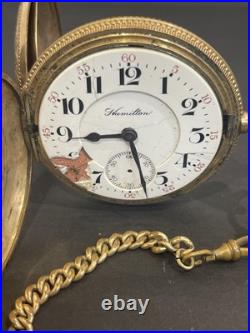 1898 Hamilton Pocket Watch Lancaster PA Victory Case WithChain