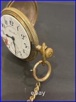 1898 Hamilton Pocket Watch Lancaster PA Victory Case WithChain