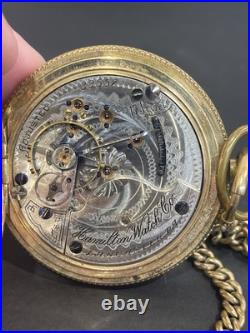 1898 Hamilton Pocket Watch Lancaster PA Victory Case WithChain