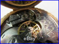 1899 Elgin 7 Jewels 6S Pocket Watch Fob Chain 10k Gold Ladies Orient Case Hunter