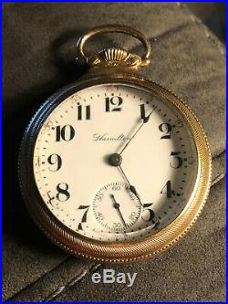 1899 Hamilton Pocket Watch Size 18- 17 Jewels Heavy Case Glass Crystal