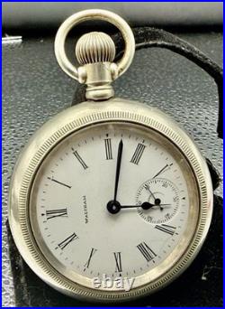 1899 Waltham Model 1883 Pocket Watch 18s 15J Grade 820 Silverode Train Case