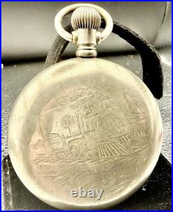 1899 Waltham Model 1883 Pocket Watch 18s 15J Grade 820 Silverode Train Case