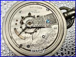 1899 Waltham Model 1883 Pocket Watch 18s 15J Grade 820 Silverode Train Case