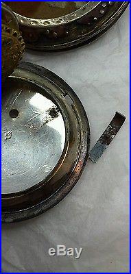 18C Ottoman Empire Turkish Crest Pair Case Silver Horn Verge Fusee Pocket Watch