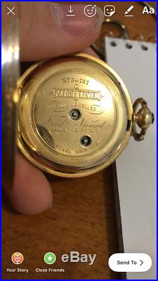 18K Gold Fred Nicoud Mens Key Wind Double Hunter Case Pocket Watch WORKING