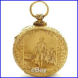 18K Gold M. J. Tobias Captains Pocket Watch with George Washington Portrait Case