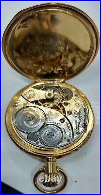18K solid 750 GOLD Elgin Hunter POCKET Watch 15 Jewel Keystone case. C 1911