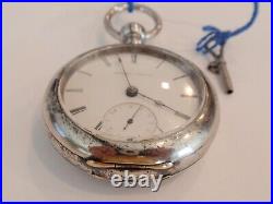 18SZ Elgin, Key Wind Pocket Watch, Display Case-1870-Vintage- Serviced