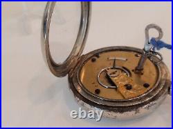 18SZ Elgin, Key Wind Pocket Watch, Display Case-1870-Vintage- Serviced