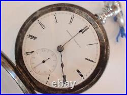 18SZ Elgin, Key Wind Pocket Watch, Display Case-1870-Vintage- Serviced