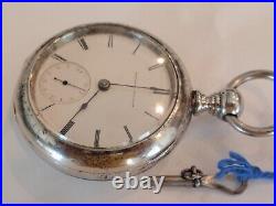 18SZ Elgin, Key Wind Pocket Watch, Display Case-1870-Vintage- Serviced