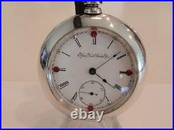 18SZ Elgin Pocket Watch 60 MM-Rhinestones -Serviced-15J-5OZ coin 1/2 Hunter Case