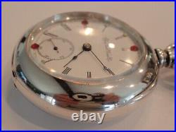 18SZ Elgin Pocket Watch 60 MM-Rhinestones -Serviced-15J-5OZ coin 1/2 Hunter Case