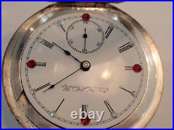 18SZ Elgin Pocket Watch 60 MM-Rhinestones -Serviced-15J-5OZ coin 1/2 Hunter Case