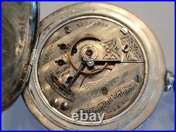 18SZ Elgin Pocket Watch 60 MM-Rhinestones -Serviced-15J-5OZ coin 1/2 Hunter Case