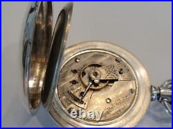 18SZ Elgin Pocket Watch 60 MM-Rhinestones -Serviced-15J-5OZ coin 1/2 Hunter Case