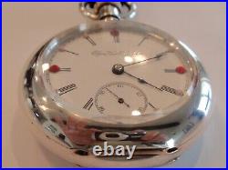 18SZ Elgin Pocket Watch 60 MM-Rhinestones -Serviced-15J-5OZ coin 1/2 Hunter Case
