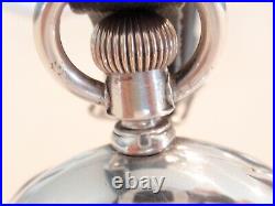 18SZ Elgin Pocket Watch 60 MM-Rhinestones -Serviced-15J-5OZ coin 1/2 Hunter Case