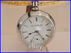 18SZ Elgin Pocket Watch-Serviced-15J- Coin Silver Case, Deer On Back -New Glass