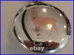 18SZ Elgin Pocket Watch-Serviced-15J- Coin Silver Case, Deer On Back -New Glass