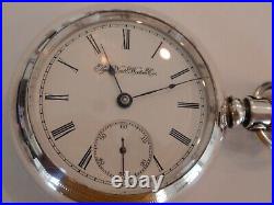 18SZ Elgin Pocket Watch-Serviced-15J- Coin Silver Case, Deer On Back -New Glass
