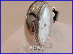 18SZ Elgin Pocket Watch-Serviced-7J- Case, Train On Back-New Glass-Vintage 1886
