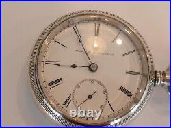 18SZ Elgin Pocket Watch-Serviced-7J- Case, Train On Back-New Glass-Vintage 1886