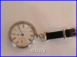 18SZ Elgin Pocket Watch-Serviced-7J- Case, Train On Back-New Glass-Vintage 1886