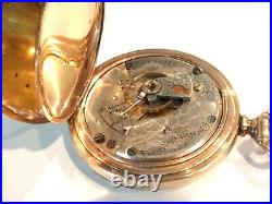 18SZ Elgin Pocket Watch in 25yr Gold Filled Hunters Case -7J -Serviced, Runs Good