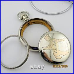 18S, F. Mink (Keystone W. C. Co), with Cowboy. Antique pocket watch case (GS-13)